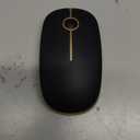 VssoPlor Wireless Mouse, 2.4G Slim Portable Computer Mice with Nano Receiver for Notebook, PC, Laptop, Computer (Black and Gold)