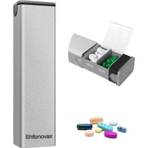 6 x Weekly Metal Pill Organizer, 7 Day Pill Box for Vitamins & Medicine, Portable Travel Pill Case with Large Compartments for Adults & Seniors (Silver)