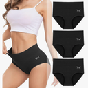 Rdiner Heavy Flow High Absorbency Period Underwear Women, Leakproof Panties Postpartum Menstrual Hipster Briefs Teens 3 Pack Size S