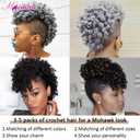MIMAN 5 Packs 10 Inch Short Crochet Hair Braids for Black Women 12MM Curly Synthetic Crochet Hair Extensions for Women DIY Mohawk Afro Braided Hairstyle (Natural Black #1B)