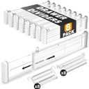 HiYZ Expandable Drawer Dividers with Inserts - 2.36'' High Adjustable Drawer Organizers Separators for Kitchen, Bedroom, Dresser, Office, 8 Long Dividers(12.6-22.8'') with 16 Inserts(3.9-7.1'')-Clear (8*Long Dividers + 16*Inserts)