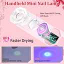 Handheld UV Nail Light with Stand, Mini Hand Held Nail Lamp with LED Display, Rechargeable Flash Cure Nail Lamp, Settings 20/60s Timer, Small Nail UV Light for Gel Nails Polish Home DIY, Pink