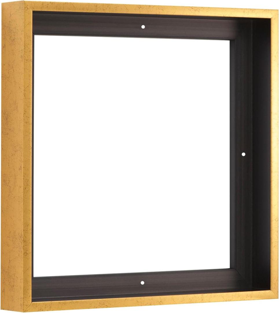 Pixy Canvas 12x12 inch Floater Frame for 1.5" Deep Canvas Paintings, Wood Panels & Stretched Canvas Boards (Rustic Gold, 12 x 12)