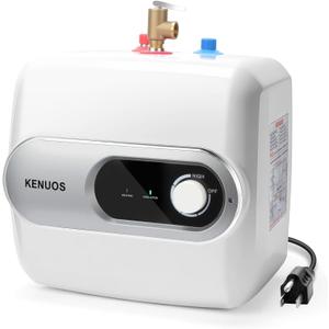 4 Gallon Water Heater Under Sink Instant Hot Water Heaters 1500W 110V 120V Mini Tank Water Heater with T&P Vavle 1/2" NPT for Kitchen,Bathroom,Camper,RV,Grey