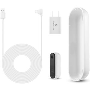 Wasserstein Power Adapter (5.2V 2A) with L-Shaped USB-C Cable (26ft.) & Backplate - Compatible with Arlo Video Doorbell 2K (2nd Generation) (White) (Doorbell NOT Included)