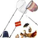 2-Pack Stainless Steel Adjustable Poultry Catching Net, 47" to 106" Adjustable Length, Heavy Duty Capture Net for Chickens Ducks Geese Birds & Fish, Includes 2 Nets & 2 Poles