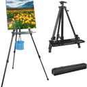 YDisplay Artist Easel Stand for Painting with Organizer Tray,Aluminum Easel with Carry Bag for Indoor Outdoor Perfect for Adults & Kids,Black