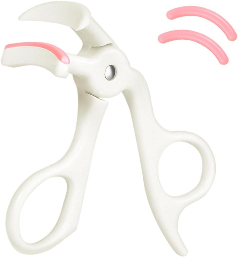 Eyelash Curler with Comfort Grip and Silicone Pad, Superior Curling Effect for Long-Lasting Lift, Includes 2PCS Silicone Replacement Pads, Easy to Use for All Eye Shapes (White)