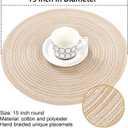 SHACOS Round Placemats Set of 6 Cotton Polyester Braided Place Mats 15 inch Heat Resistant Washable Table Mats for Kitchen Dining Party Natural Table Decor (Beige, 6)