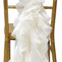 Milk Yarn Chair Cover, Tulle Chair Back Cap Covers for Bridal Shower, Wedding, Baby Shower Decoration Long Tulle High Chair Skirt Slipcovers (Ivory White, 4pcs)