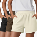 Huukeay 3 Pack Women's Sweat Shorts, Casual Summer Elastic High Waist Athletic Short Lounge Comfy Gym Sweatshorts with Pocket S
