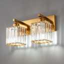 FDPBY Modern Bathroom Vanity Light 2-Lights Gold Crystal Bathroom Wall Light Vanity Light Fixtures12.59-inch Modern Minimalist Design