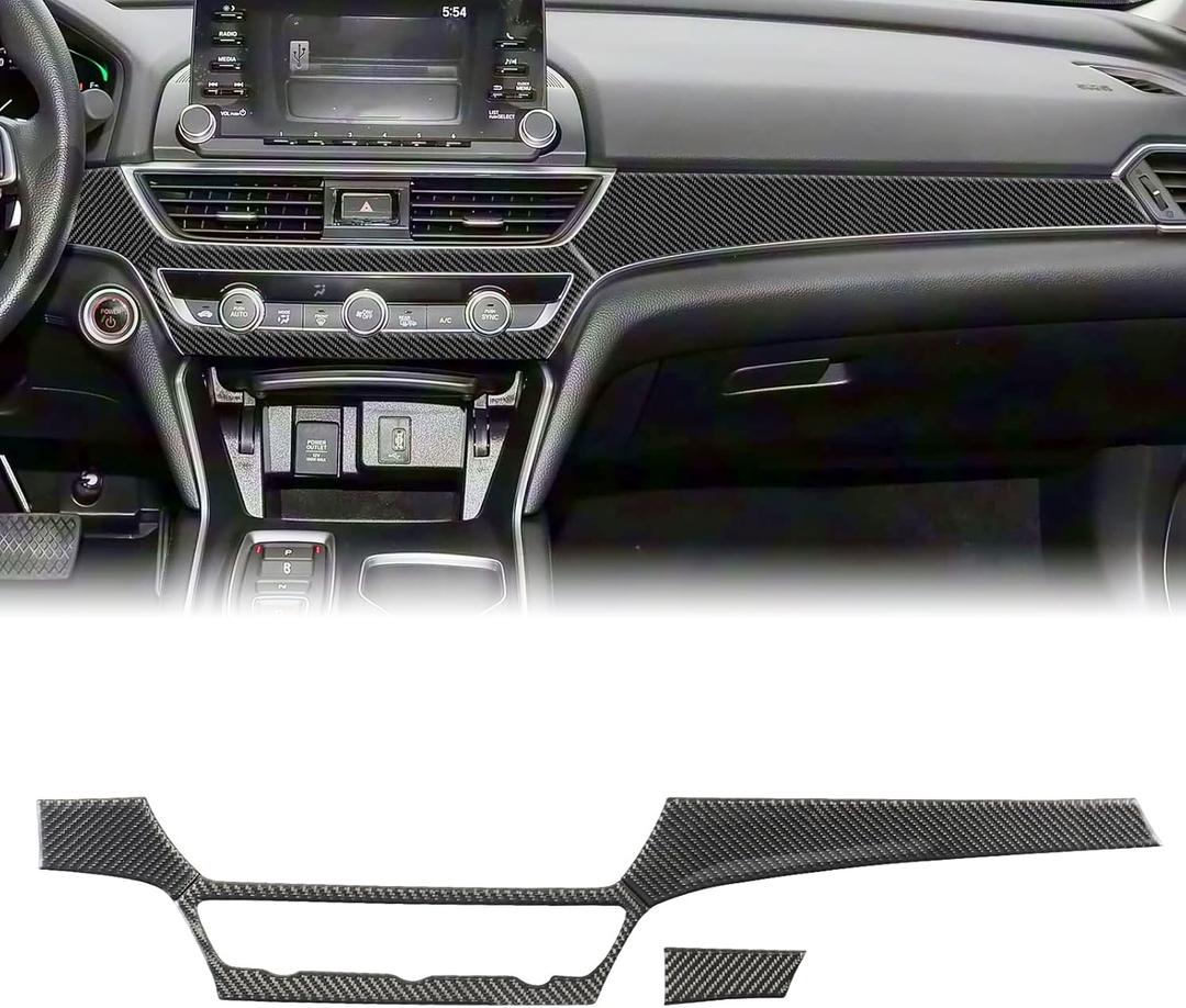 4PCS Real Carbon Fiber Center Console Dashboard Panel Trim Compatible with 20182022 10th Gen Honda Accord, Interior Decor Sticker Accessories