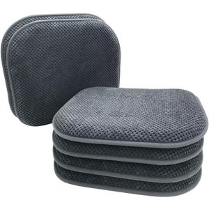 6 x Grey Foam Seat Cushions Kitchen Chairs Pads for Dining Chairs 6 Pack Non Slip Patio Seat Cushions Washable U Shaped Soft Thick Large Metal Wooden Chair Cushions,17" x 15"