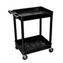 Luxor 2 Shelf Rolling Utility Cart w/ Heavy Duty Casters - Black