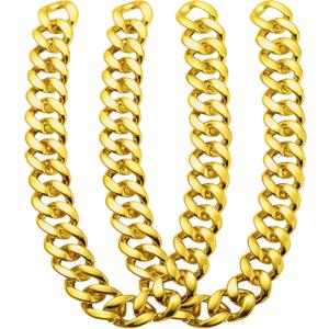 Chunky Fake Gold Chain for Hip Hop Rapper Costume Jewelry, Fake Plastic Gold Necklace Accessories for 80s 90s Men Women Halloween Costume Dress Up Party Props