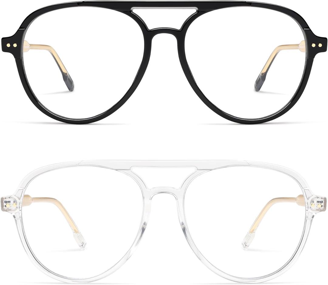AMOMOMA Retro Blue Light Aviator Reading Glasses for Women Men,Vintage Computer Reader Frame 2.0 1.5 AM6155