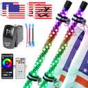 2PCS 4FT LED Whip Lights with Spring Base Spiral RGB Chasing Lights with APP & Remote Control, Music Antenna Whip Light for Can-Am UTV ATV RZR Can-Am SXS Polaris Offroad