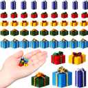 Bucherry 50 Pcs Christmas Miniature Resin Gift Boxes Multicolor Mini Christmas Ornaments Xmas Miniature Figurines Charms for Craft DIY Garden Accessories