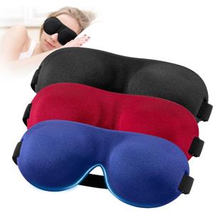 YIVIEW Sleep Mask for Back and Side Sleeper Pack of 3, 100% Light Blocking 3D Eye Masks for Sleeping, Lightweight & Breathable Eye Cover for Women Men, Zero Pressure Night Blindfold