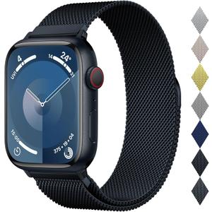 Stainless Steel Milanese Loop Compatible with Apple Watch Band 46mm 42mm 44mm 45mm 49mm 38mm 40mm 41mm men and women