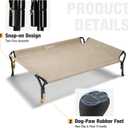 Veehoo Cooling Elevated Dog Bed, Raised Pet Cot with Guardrail & Slope Headrest, Durable Breathable Teslin Mesh, Non-Slip Feet, Washable Dog Couch Bed for Indoor & Outdoor, 47" x 32", Beige Coffee