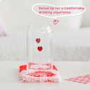 2 x Coquette Aesthetic Glass Can Cup with Bamboo Lid and Straw, 16oz Cute Red Heart Travel Tumbler, Iced Coffee Matcha Smoothie Cup, Trendy Stuff Gifts for Women, Girl Gifts