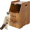 Cat Litter Box Enclosure,Enclosed Litter Boxes Cabinet,Top Entry Litter Box Enclosure,Tall Hiden Litter Furniture,Wood Cat Toilet with Filter and Stairs for Indoor Cats,Dog Proof (Brown) 21.65"L x 16.1"W x 28.7"H