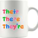 2 x Their There They're English Teacher Gifts from Students Editors Writers Teacher Appreciation Day Gifts Grammar Mugs Funny Coffee Ceramic Mug 11 oz White