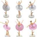 6Pcs Ballerina Cake Topper Plastic Ballet Girl Figurine Realistic PVC Elegant Dancer Ornament for Birthday Party Home Shelf Table Car Decorations