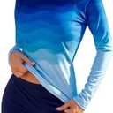 JASAMBAC Womens Rash Guard UV UPF 50+ Long Sleeve Surfing Two Piece Swimsuits with Built in Bra, Large, Gradient Blue 