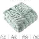 BATTILO HOME Large Faux Fur Throw Blanket for Couch, Sage Green Throw Super Soft Cozy Blanket, Double Side Ruched Rabbit Fur Blanket for Bed, Living Room, 60"x80"