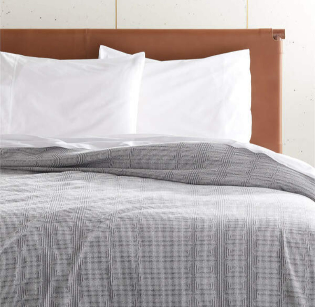 Rory Geo Grey King Blanket CB2 Size 111x93 in