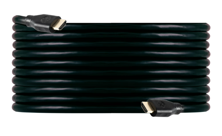 GE 25ft 4K HDMI 2.0 Cable with Ethernet, Gold-Plated Connectors, Black, 48723 GE 25ft 4K HDMI 2.0 Cable with Ethernet, Gold-Plated Connectors, Black, 48723