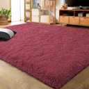 LOCHAS Ultra Soft Indoor Modern Area Rugs Fluffy Living Room Carpets for Children Bedroom Home Decor Nursery Rug 5.3x7.5 Feet, Burgundy