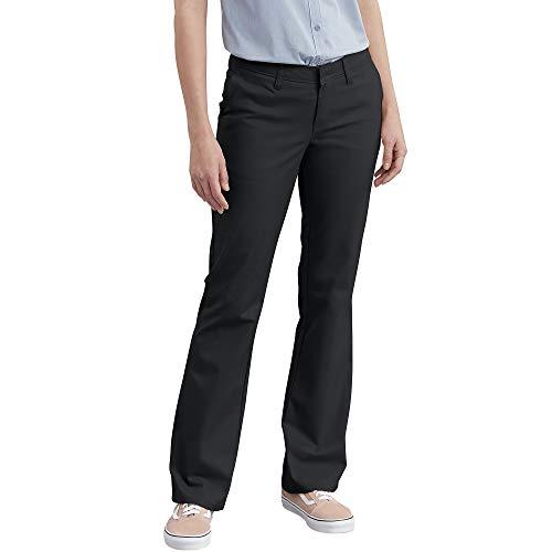 Dickies Women's Slim Fit Boot Cut Stretch Twill Pant, Black, 16 Long S