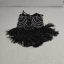 Yoyomomozi Glitter Sequins Fringe Bodysuit Pole Dance Leotard Sexy Party Birthday Club Celebrate Stage ​Performance Costumes (Black, One Size)