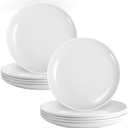 Tivcck 12 Pcs White Melamine Plates, 9 Inch Melamine Dinner Plates, Round Salad Plates, Reusable Dinnerware Dishes for Everyday Use, Indoor and Outdoor, Breakresistant