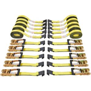 VEVOR Flat Hook Ratchet Straps (10PK), 10,000 lb Break Strength, 2" x 30' Heavy Duty Tie Down Straps, Track Spring Fittings, 3,333 Pound Working Load, for for Flatbed, Truck, Trailers Pickup