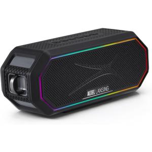 Altec Lansing Magnetic Bluetooth Speaker HYDRAJOLT 2.0, Waterproof IP67, 12W Output Power, 16H Battery, Multicolor LED, 100ft Wireless Range, Voice Assistant, USB-C Quick Charge