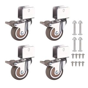 2 inch Swivel Caster Wheels with 5/8" (16mm) U-Bracket,Moving Swivel Wheel, with Brake Rubber Caster,for Loading Capacity 200 Lbs,Set of 4 (0.6"/16mm)