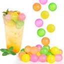 100 Pack Reusable Ice Cubes for Drinks - Colorful Round Shape Plastic Cubes Without Diluting - BPA Free, Refreezable for Coffee, Wine, Whiskey, Cocktails (Multicolor)