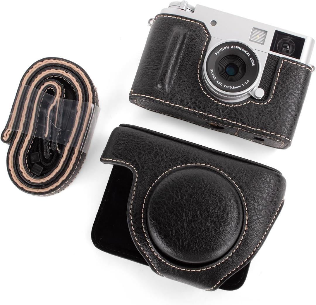 Rieibi x-half/X-HF1 Case, PU Leather Camera Case for fujifilm x half Mirrorless Camera, Protective Case with Adjustable Shoulder Strap, Beauty Cover