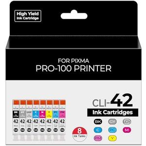 CLI-42 Pro 100 Ink Cartridges Compatible for Canon 42 CLI-42 CLI42 Ink Cartridges Value Pack Compatible for Canon pro-100 Ink Cartridge for PIXMA Pro 100 Pro-100 Pro100s Pro100 Printers (5 Pack)