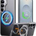 2 x Compatible with Samsung Galaxy S25 Case 360 Invisible Ring Stand Magnetic Case [Compatible with Magsafe][Military Drop Protection] Anti-Fingerprint Shockproof Translucent Design for S25Gray