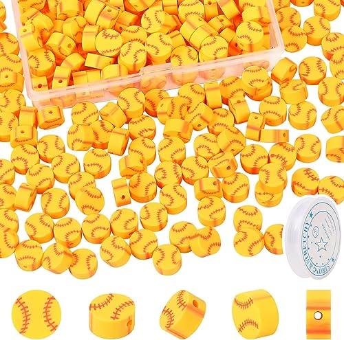 EVERMARKET 40 pcs Baseball Beads Polymer Clay Baseball Softball Beads Charms Sports Ball Spacer DIY Bead for Necklace Bracelet Jewelry Handmade Jewelry Making Accessories Supplies
