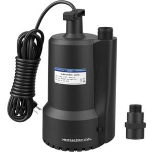 Sump Pump Submersible, 1/3 HP 2000GPH Thermoplastic Portable Utility Pump, Electric Water Pump for Swimming Pool Tub Basement Garden Pond Draining with 10ft Cord
