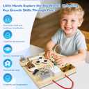 Busy Board, Montessori Toy for 1-4 Years Old, Ideal Gift for 1+ Year Old Children Wooden Toddler Sensory Travel Toy, (Busy Board Plus V3)