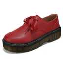 ilatyia Women Lace-up Platform Chunky Loafers Lightweight Breathable Slip On Shoes Flexible Comfort Driving Style Loafer Dark Red, 9 US