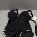 B2prity One Piece Swimsuit for Women Tummy Control Ruched Bathing Suit Push Up Tie Back Swimwear Shell Stitched (Medium, Black, White)